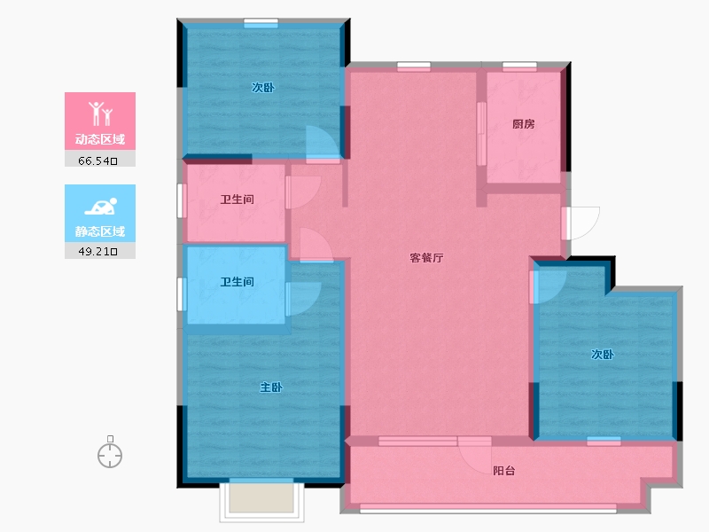 山东省-青岛市-碧海方舟-103.00-户型库-动静分区