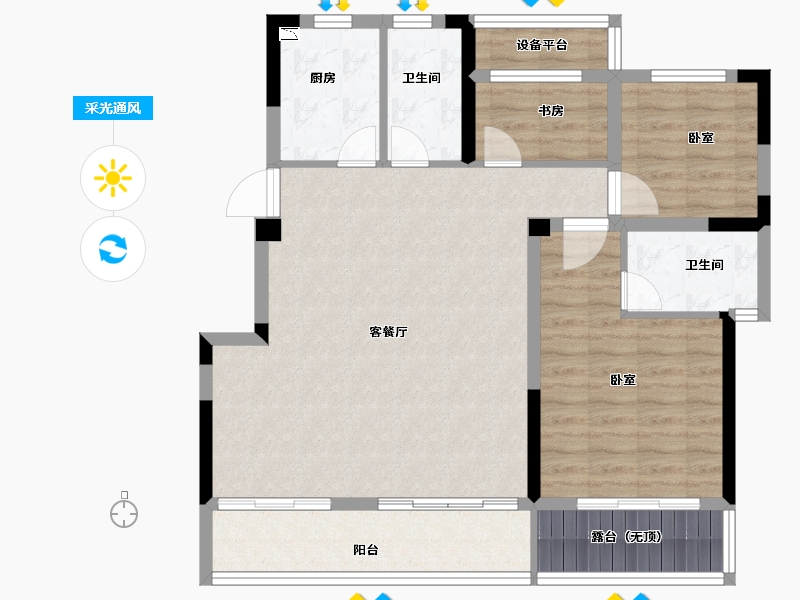 安徽省-合肥市-斌锋和睦公馆-94.00-户型库-采光通风