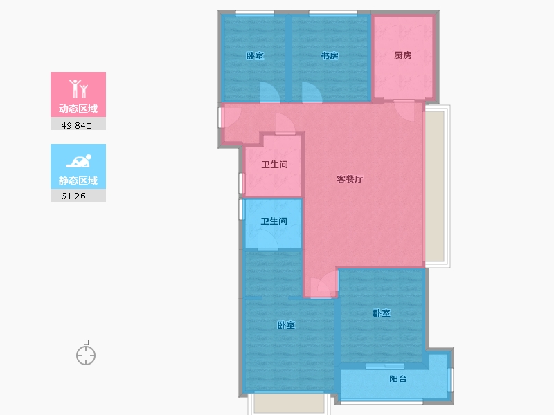 浙江省-杭州市-时代滨江翡翠之星-99.95-户型库-动静分区