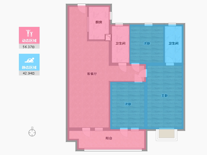 山东省-青岛市-鲁班国汇城儒苑-87.99-户型库-动静分区