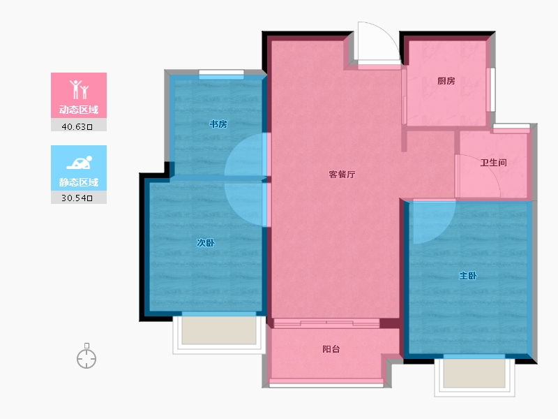 福建省-南平市-正荣·悦璟湾二期-63.99-户型库-动静分区