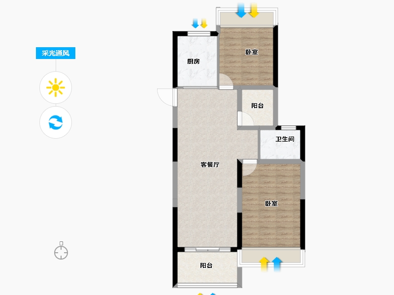 浙江省-绍兴市-绍兴鉴湖印象-77.54-户型库-采光通风