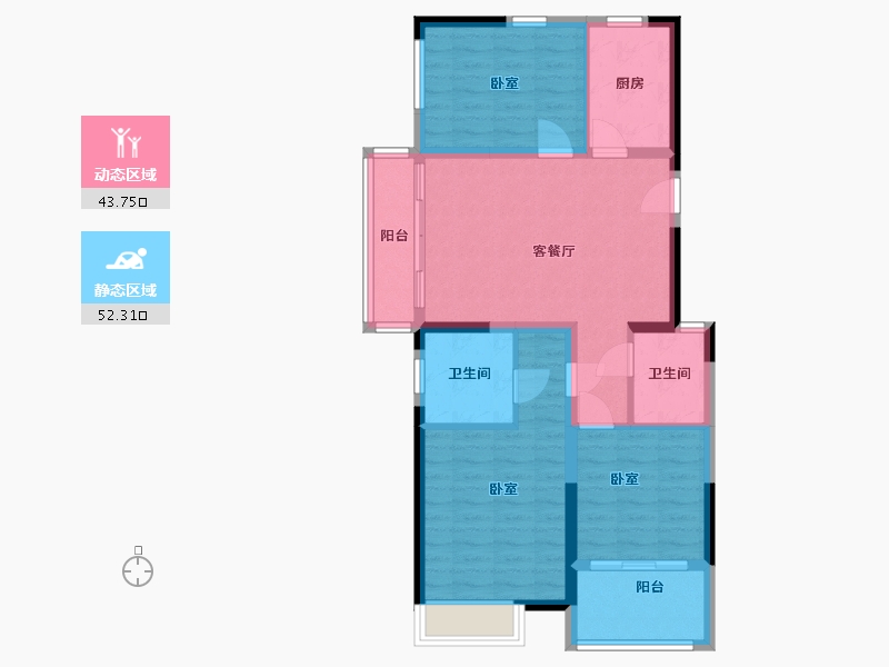 浙江省-宁波市-锦绣·金珑悦府-86.00-户型库-动静分区