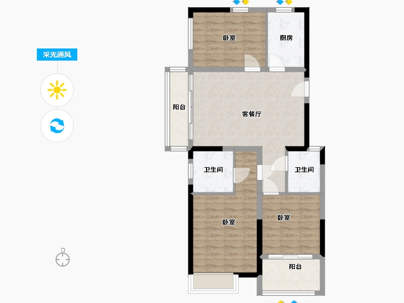 浙江省-宁波市-锦绣·金珑悦府-86.00-户型库-采光通风