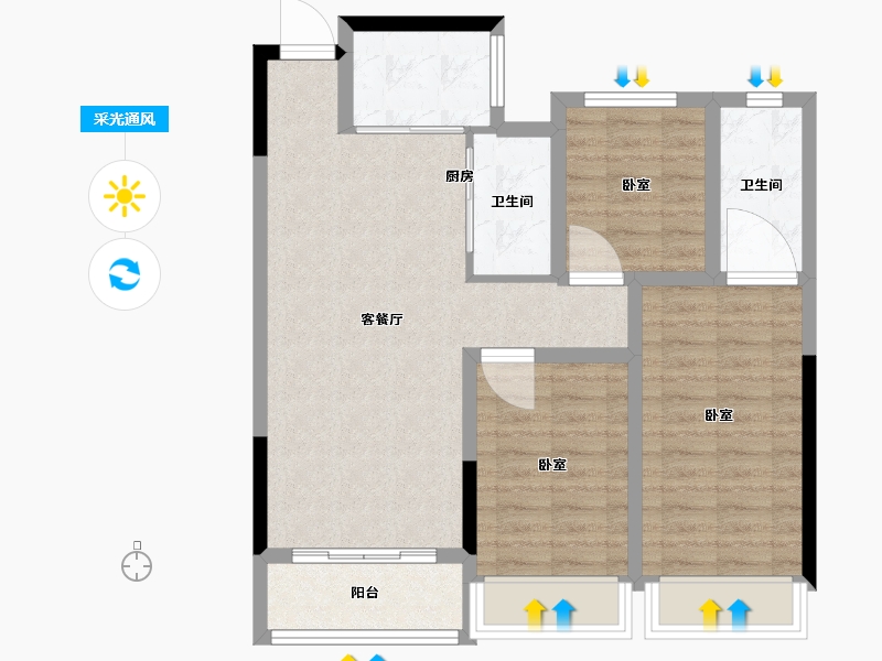 浙江省-绍兴市-随园二期-78.00-户型库-采光通风