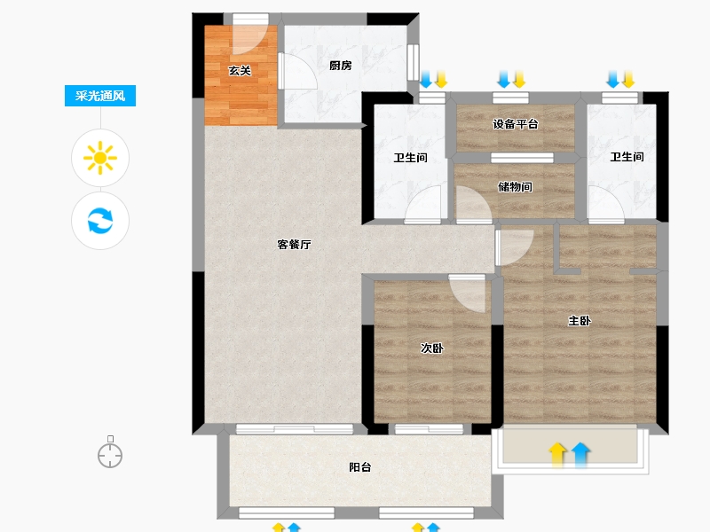 安徽省-滁州市-皖投碧湖云溪-78.00-户型库-采光通风