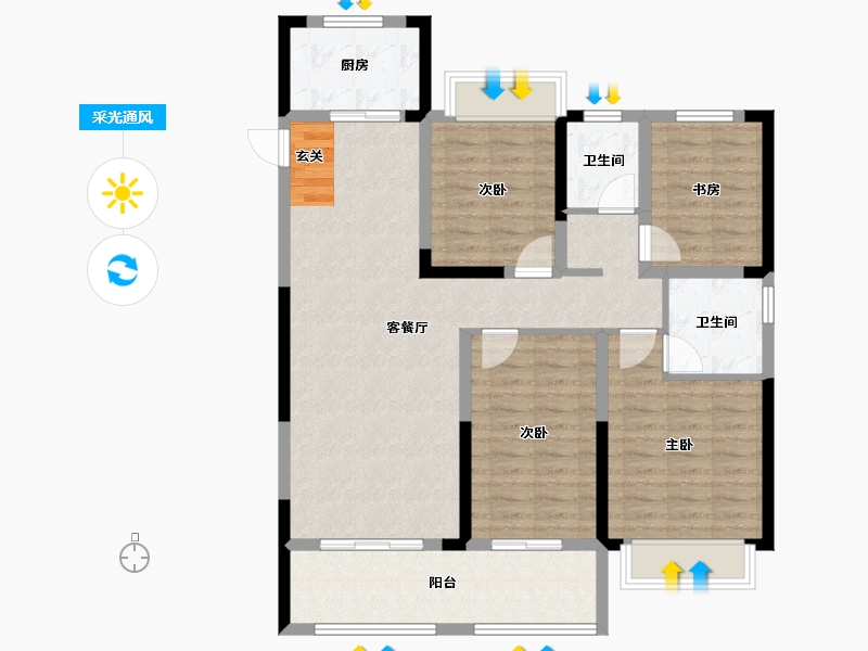 安徽省-滁州市-皖投碧湖云溪-101.00-户型库-采光通风