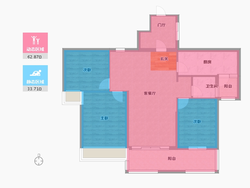 安徽省-滁州市-碧桂园晚亭印象-87.00-户型库-动静分区