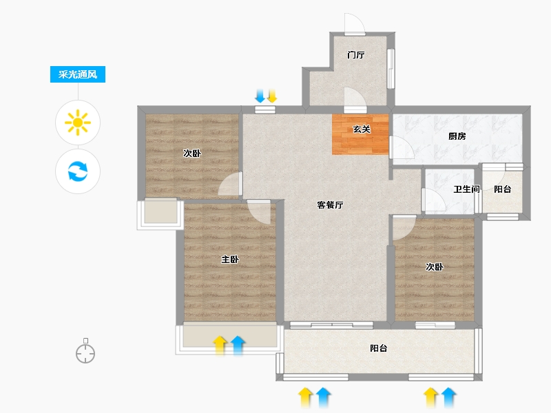 安徽省-滁州市-碧桂园晚亭印象-87.00-户型库-采光通风