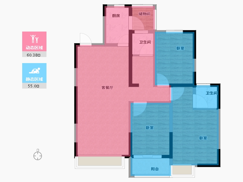 河南省-焦作市-盛业清华园-102.44-户型库-动静分区