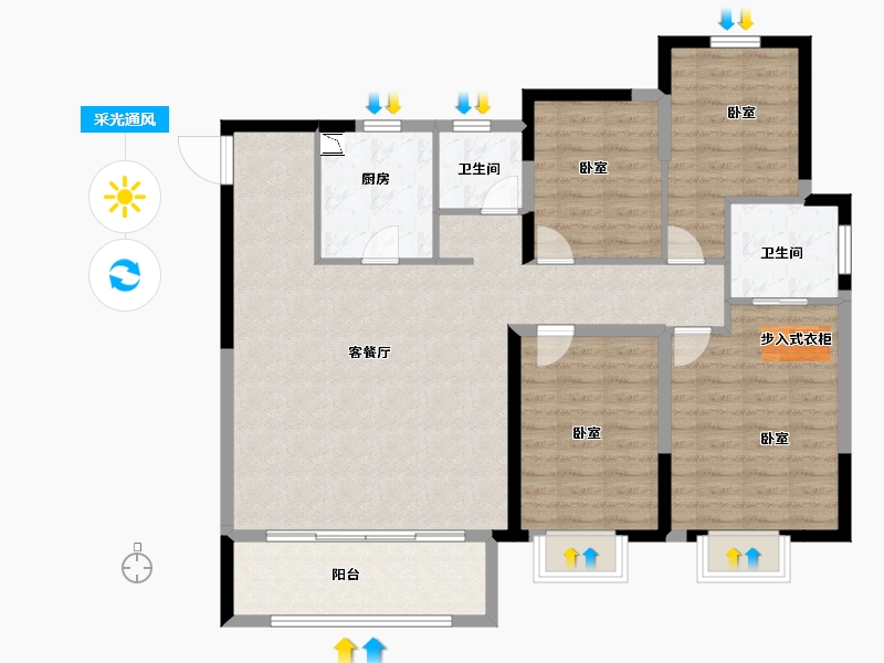 河南省-安阳市-安阳建业壹号城邦-110.70-户型库-采光通风