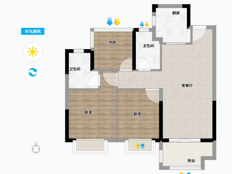 安徽省-合肥市-锦绣花城-77.00-户型库-采光通风