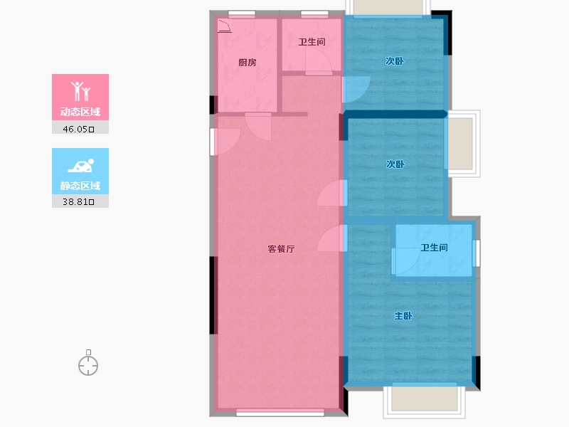 江西省-南昌市-江旅玉湖国际-75.99-户型库-动静分区