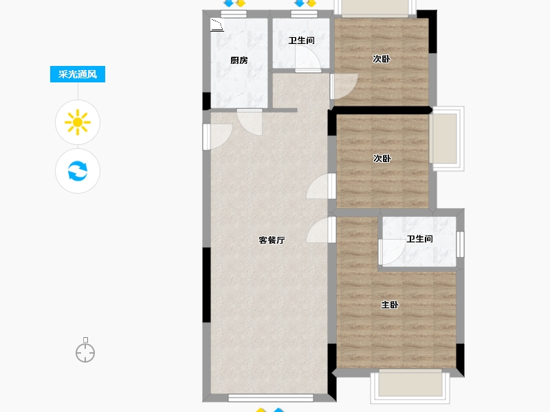 江西省-南昌市-江旅玉湖国际-75.99-户型库-采光通风