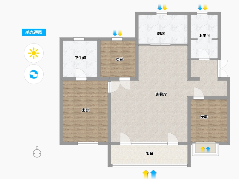 山东省-青岛市-铂悦灵犀湾-118.00-户型库-采光通风