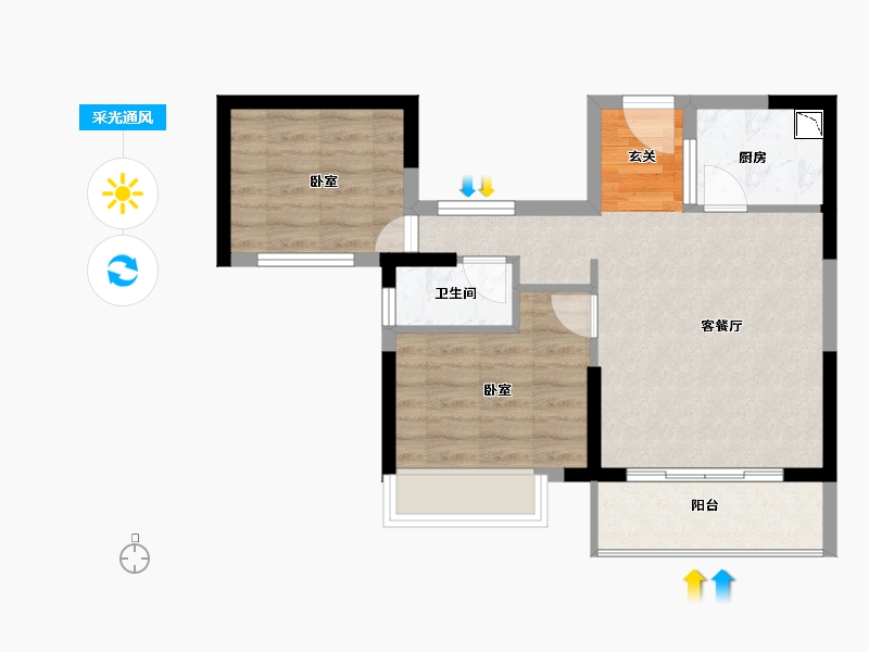 福建省-漳州市-格林兰锦-55.40-户型库-采光通风