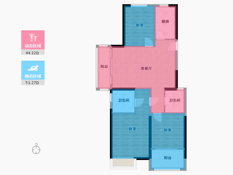 浙江省-宁波市-锦绣·金珑悦府-86.00-户型库-动静分区