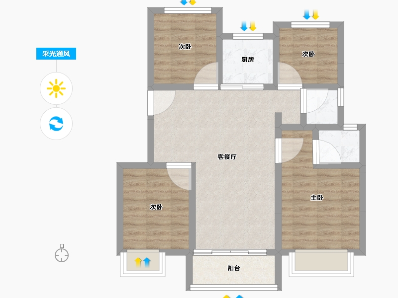 福建省-南平市-正荣·悦璟湾二期-71.00-户型库-采光通风