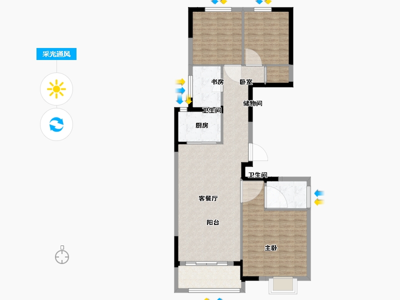 河南省-洛阳市-现代森林国际城-95.30-户型库-采光通风