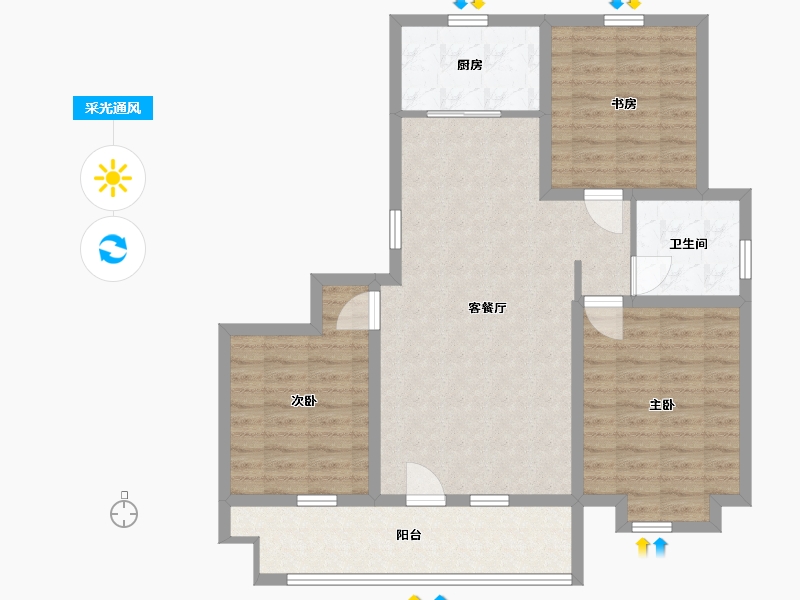 山东省-青岛市-华庭丽景-96.40-户型库-采光通风