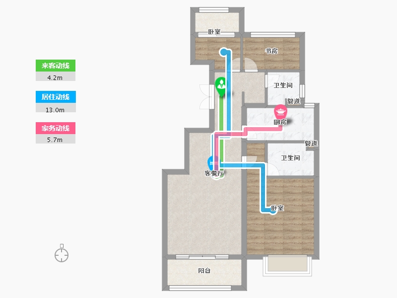 浙江省-宁波市-红星紫御半岛-71.99-户型库-动静线