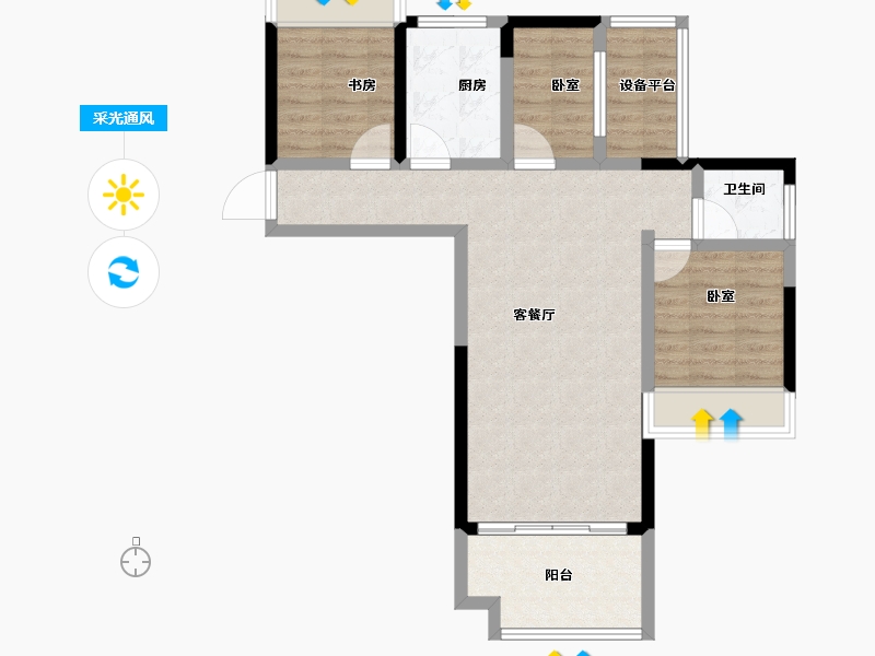 安徽省-合肥市-斌锋和睦公馆-74.00-户型库-采光通风