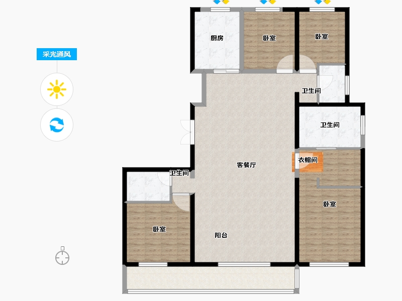 河南省-郑州市-融创金林金水府-174.00-户型库-采光通风