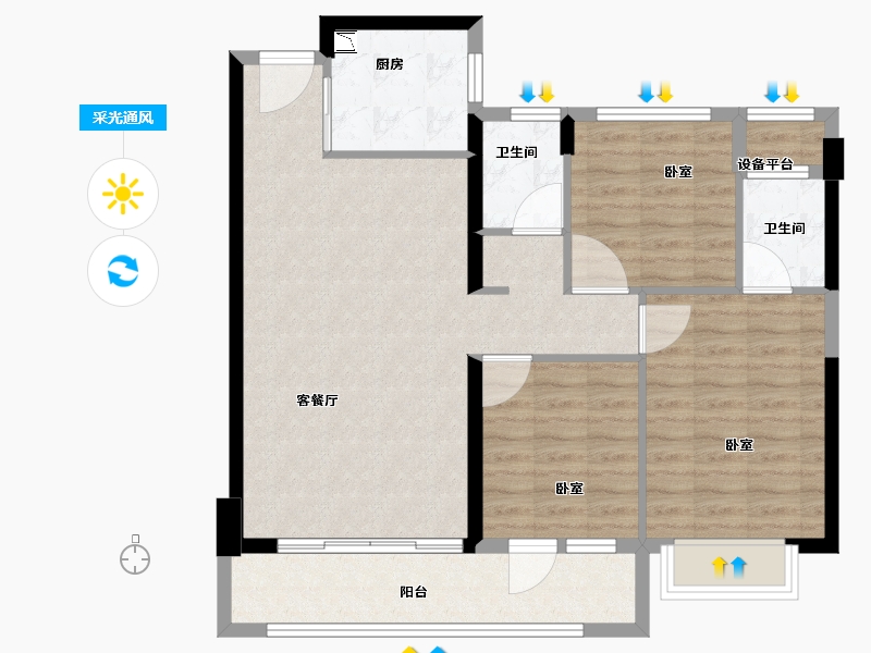 福建省-漳州市-碧桂园阳光城十里江湾-90.00-户型库-采光通风