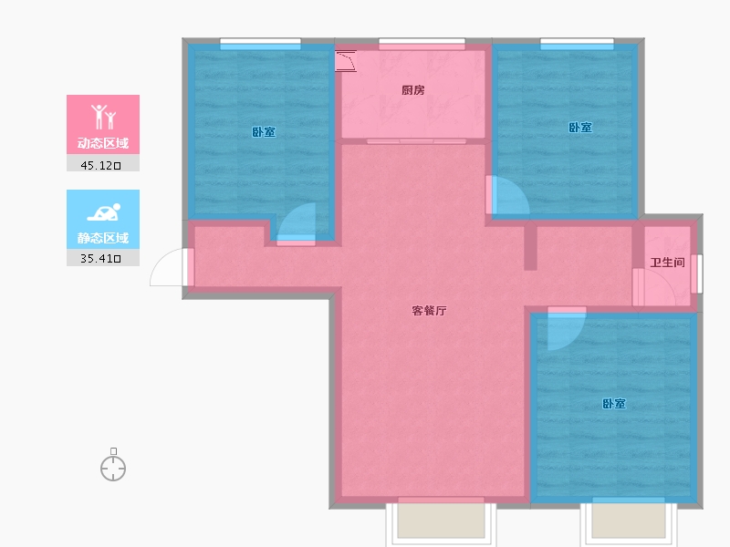 新疆维吾尔自治区-乌鲁木齐市-学府华庭-70.99-户型库-动静分区