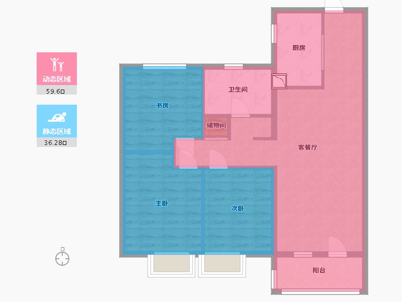 山东省-青岛市-灵山湾壹号-86.00-户型库-动静分区