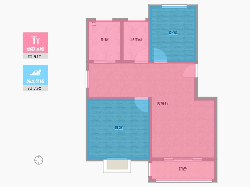 河南省-郑州市-鸿盛新城4期青春里-88.02-户型库-动静分区