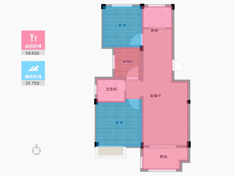 浙江省-绍兴市-江上澜庭-75.00-户型库-动静分区