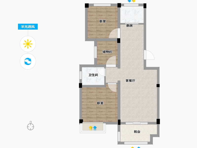 浙江省-绍兴市-江上澜庭-75.00-户型库-采光通风