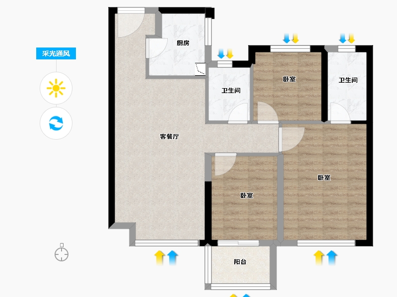 福建省-泉州市-南安中骏云景府-76.00-户型库-采光通风