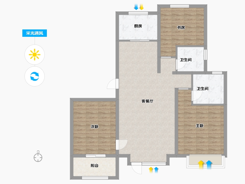 山东省-潍坊市-华夏天元-104.80-户型库-采光通风