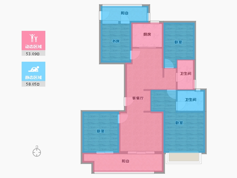 浙江省-杭州市-时代滨江翡翠之星-98.53-户型库-动静分区