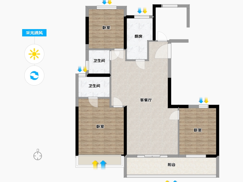 浙江省-温州市-中梁柏悦湾-101.00-户型库-采光通风