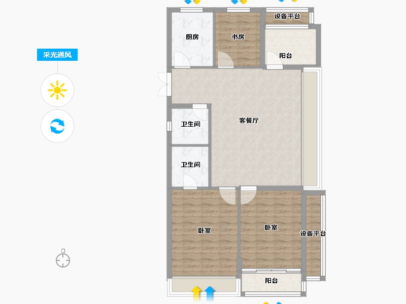 浙江省-绍兴市-勤业阳光龙庭-100.00-户型库-采光通风