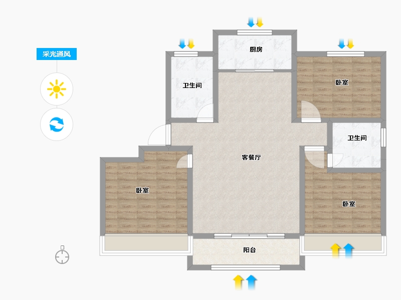 山东省-菏泽市-中达逸景广场-108.00-户型库-采光通风