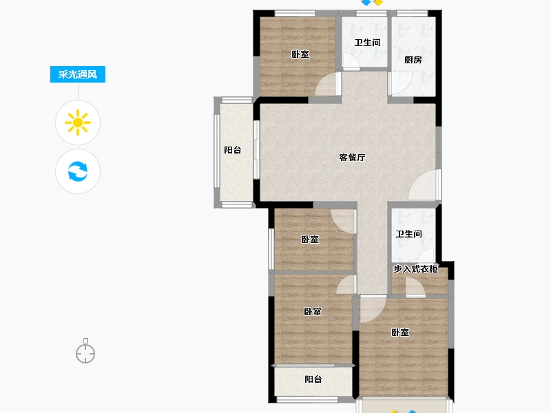 山东省-菏泽市-永泰和顺园-111.00-户型库-采光通风