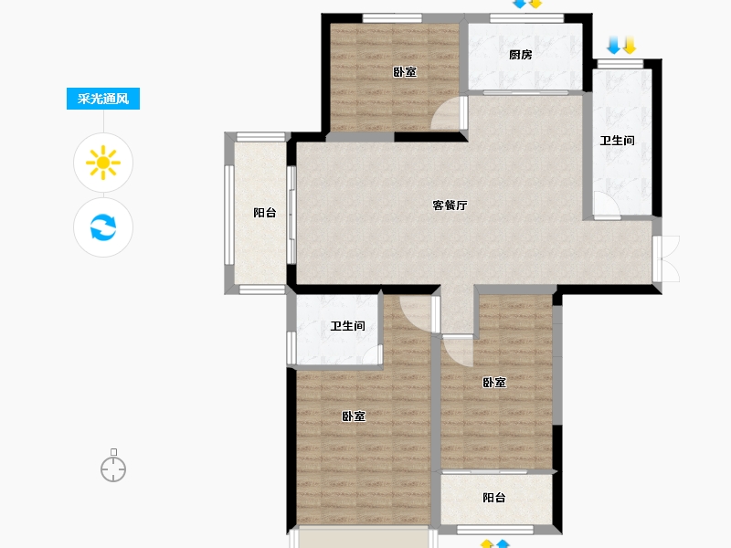 山东省-菏泽市-永泰和顺园-107.00-户型库-采光通风