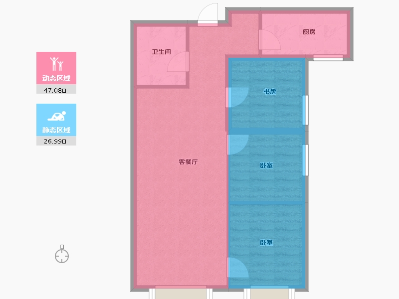 新疆维吾尔自治区-乌鲁木齐市-学府华庭-66.46-户型库-动静分区