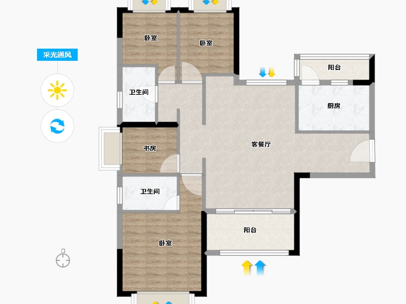 福建省-龙岩市-连城恒大悦澜湾-98.50-户型库-采光通风