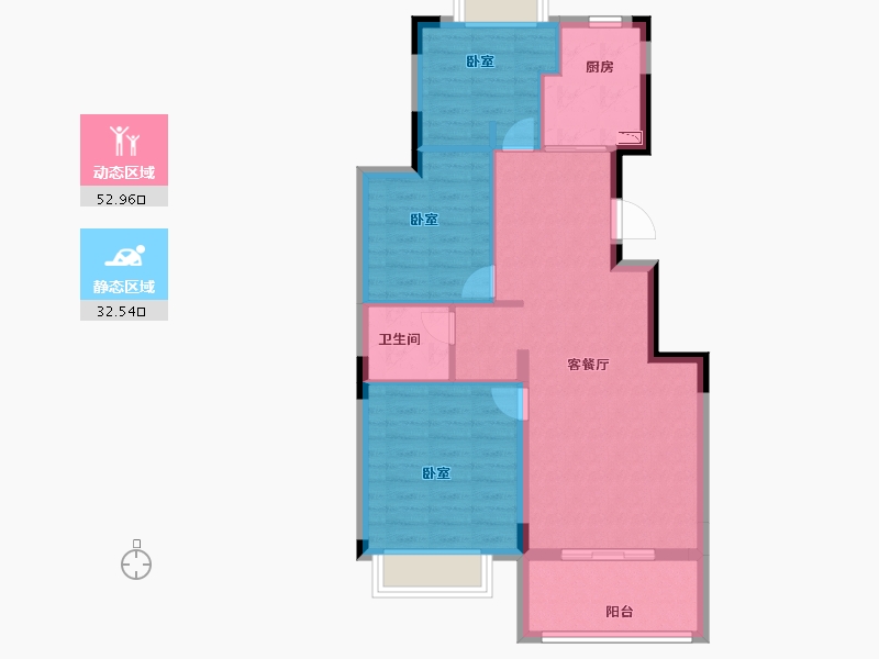 浙江省-宁波市-东城官邸-77.00-户型库-动静分区