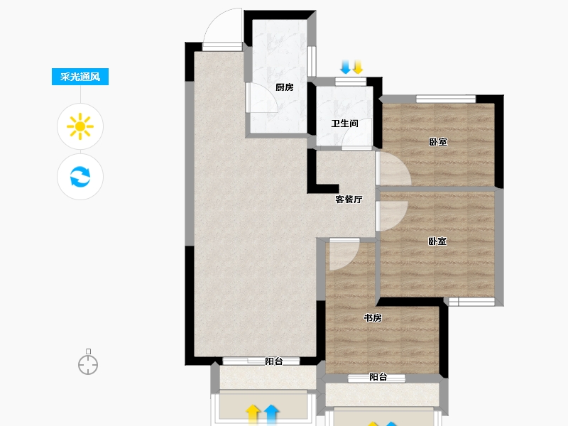 河南省-郑州市-阳光城丽景湾-71.00-户型库-采光通风