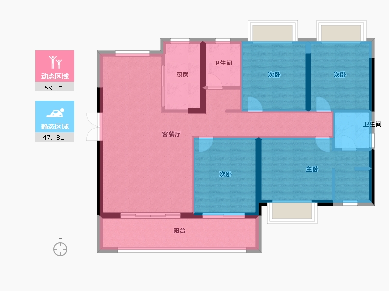 福建省-南平市-南平世茂云玺-96.00-户型库-动静分区