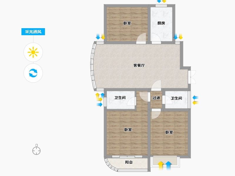 浙江省-金华市-商博花园-93.01-户型库-采光通风