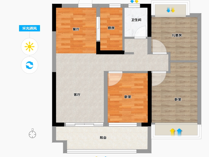 安徽省-宿州市-新华·御府-76.00-户型库-采光通风