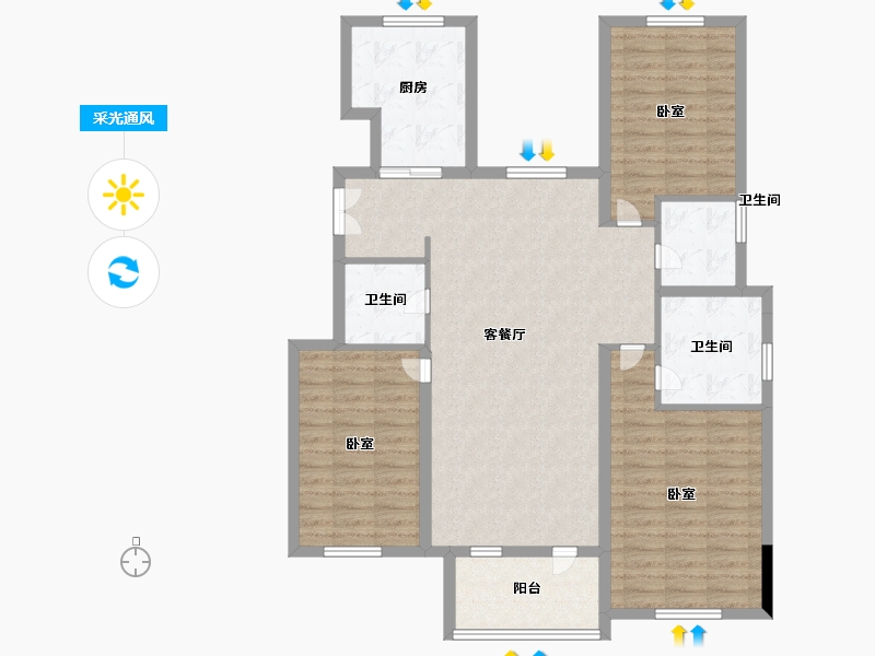 山东省-青岛市-新兴中心城-111.00-户型库-采光通风