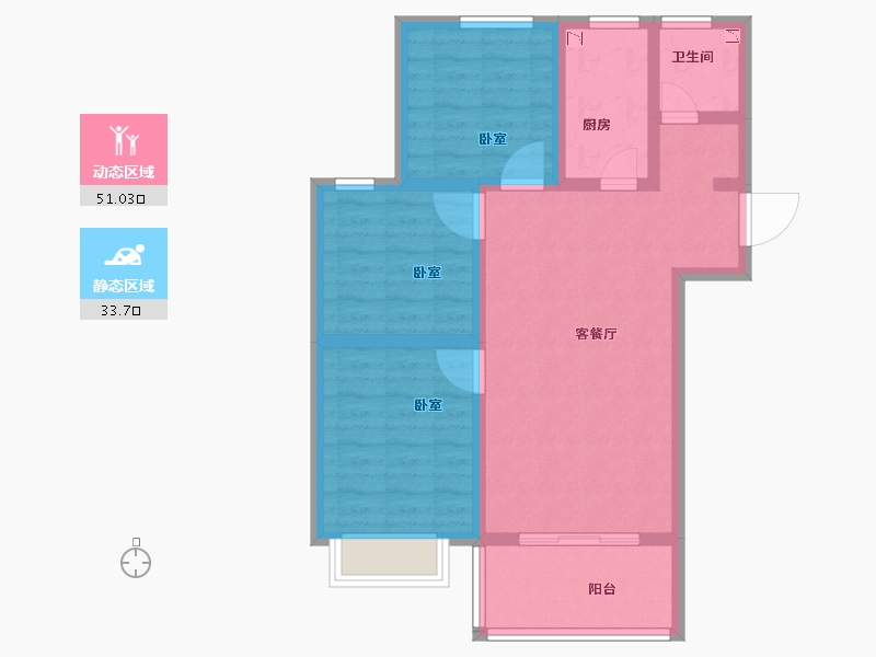 河南省-鹤壁市-银基王府-74.95-户型库-动静分区